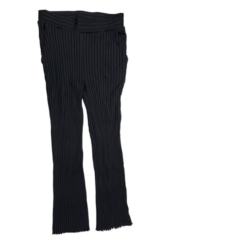 & Other Stories Paris Atelier Women's Ribbed Wide Leg Trouser Pants Black Small